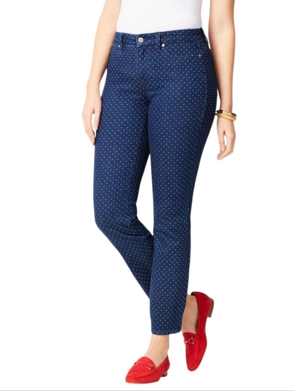 Women's Talbots Signature Slim Crop Polka Dot Jeans Sz 14 Petite